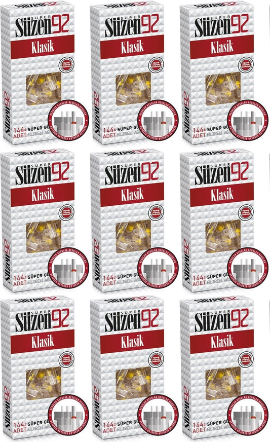 Süzen92 Klasik Sigara Ağızlık Filtresi 1296 Adet Fırsat Pk Kutu (9PK*144)