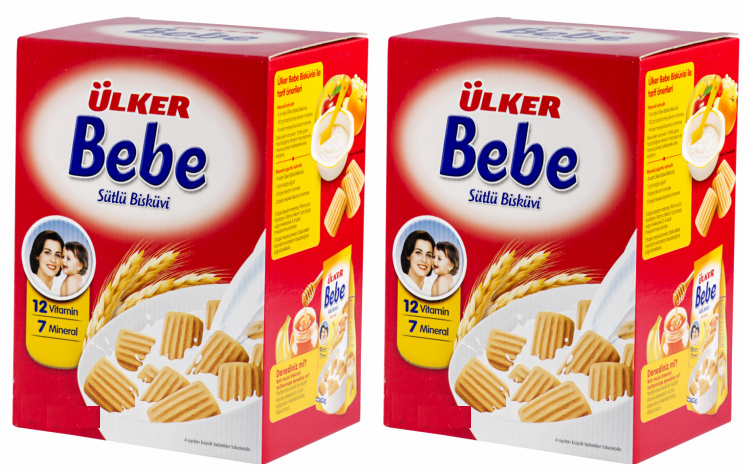 Ülker Sütlü Bebe Bisküvisi 800GR (12 Vitaminli 7 Minarelli) Kutu (2 Li Set)