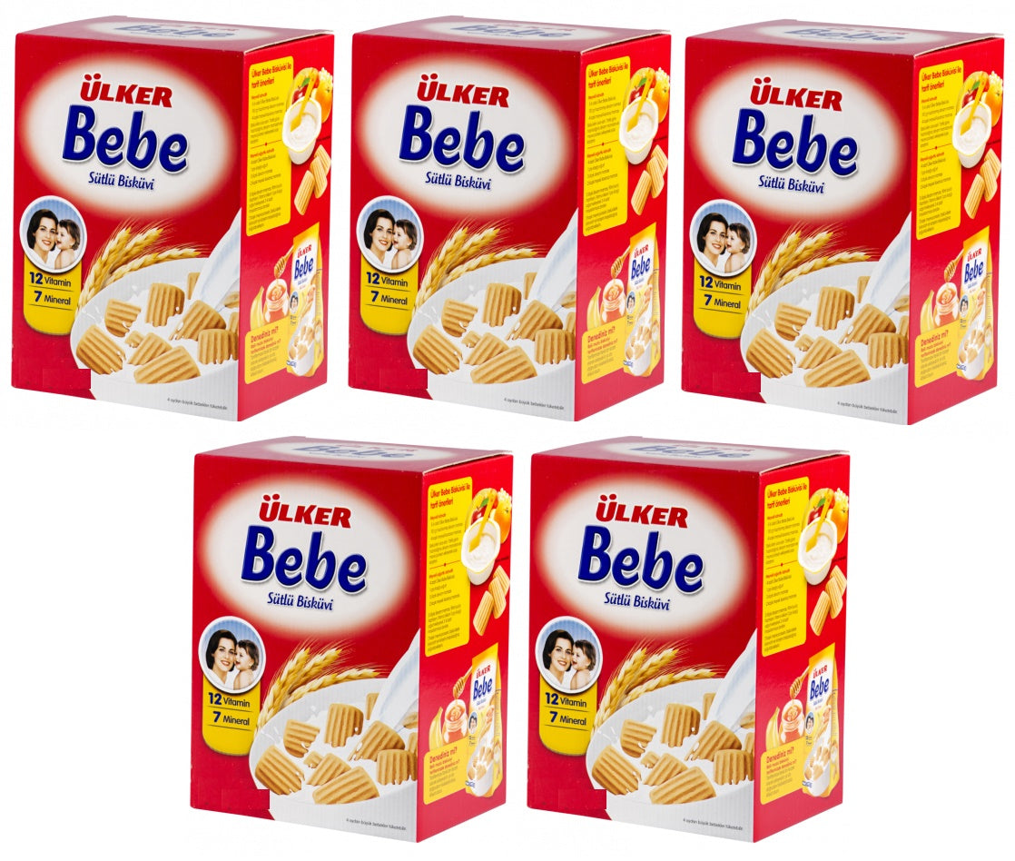 Ülker Sütlü Bebe Bisküvisi 800GR (12 Vitaminli 7 Minarelli) Kutu (5 Li Set)