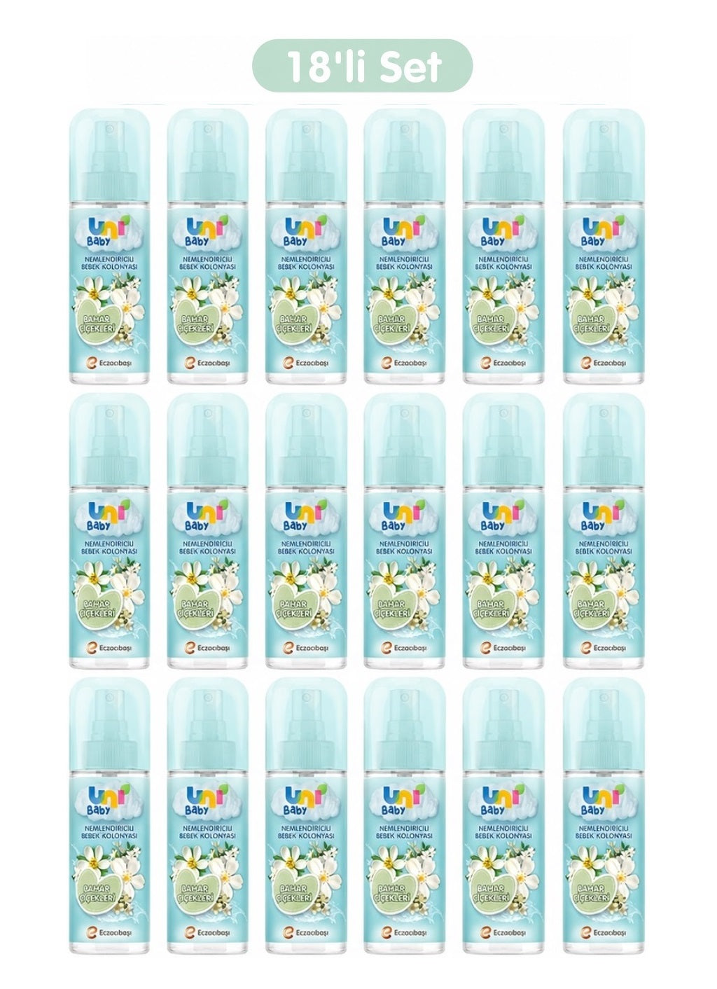 Uni Baby Bebek Kolonyası 150ML Nemlendiricili - Bahar Çiçekleri (18 Li Set)
