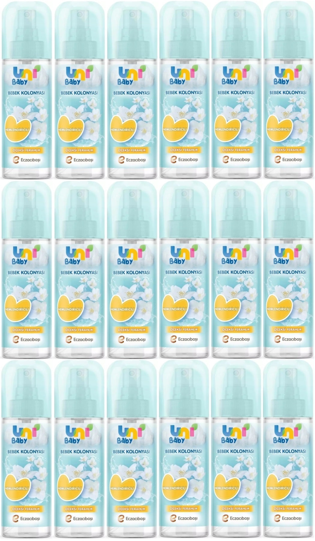 Uni Baby Bebek Kolonyası 150ML Nemlendiricili/Çiçeksi Ferahlık (18 Li Set)