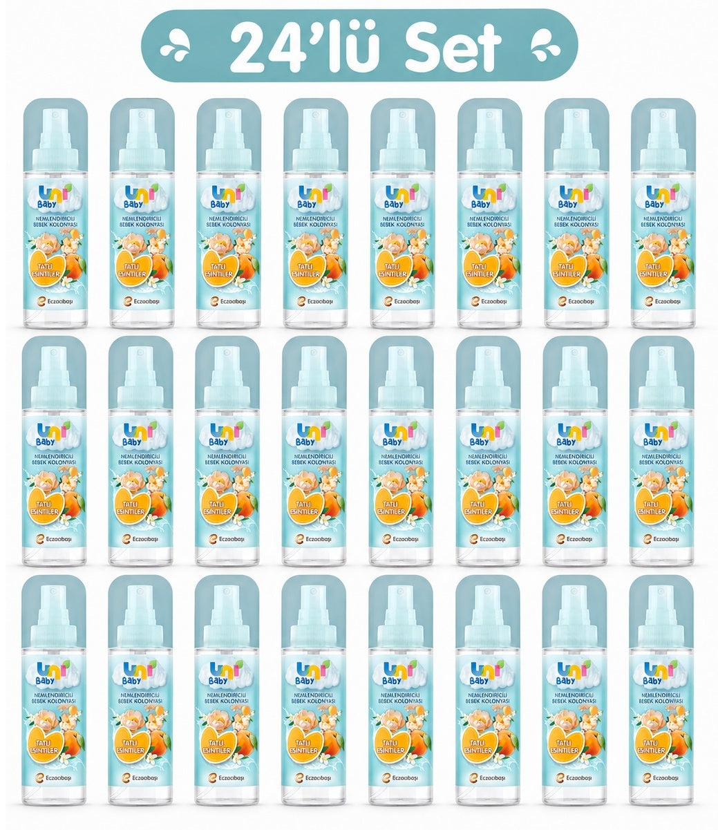 Uni Baby Bebek Kolonyası 150ML Nemlendiricili - Tatlı Esintiler (24 Lü Set)