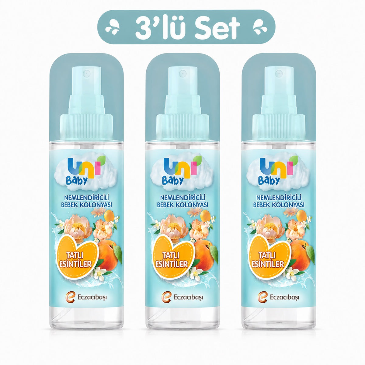 Uni Baby Bebek Kolonyası 150ML Nemlendiricili - Tatlı Esintiler (3 Lü Set)