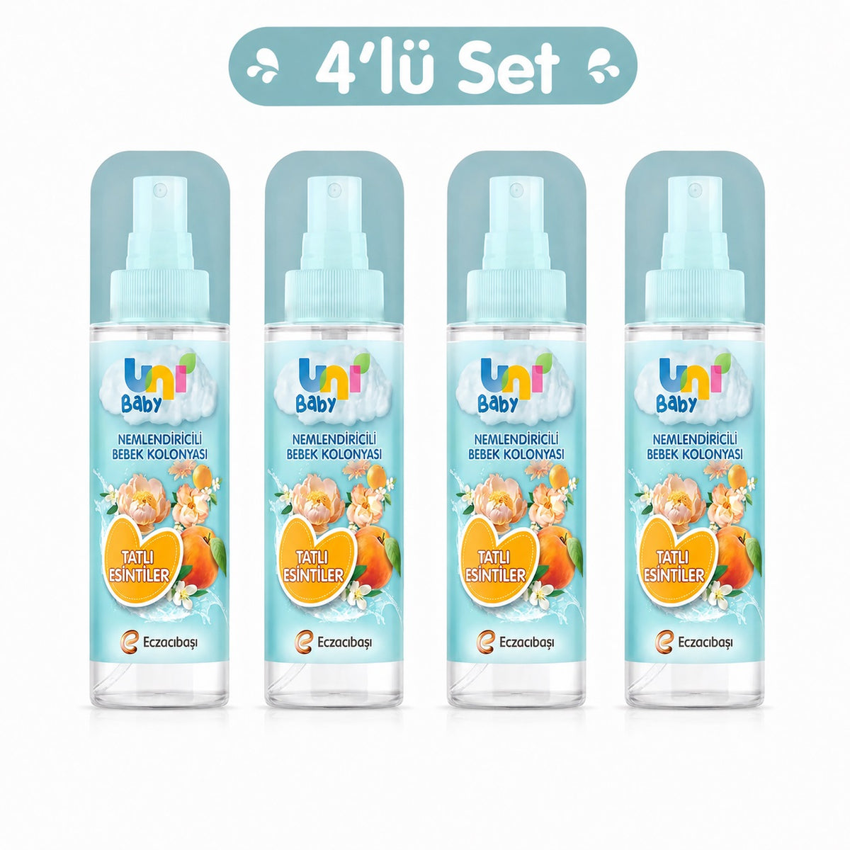 Uni Baby Bebek Kolonyası 150ML Nemlendiricili - Tatlı Esintiler (4 Lü Set)