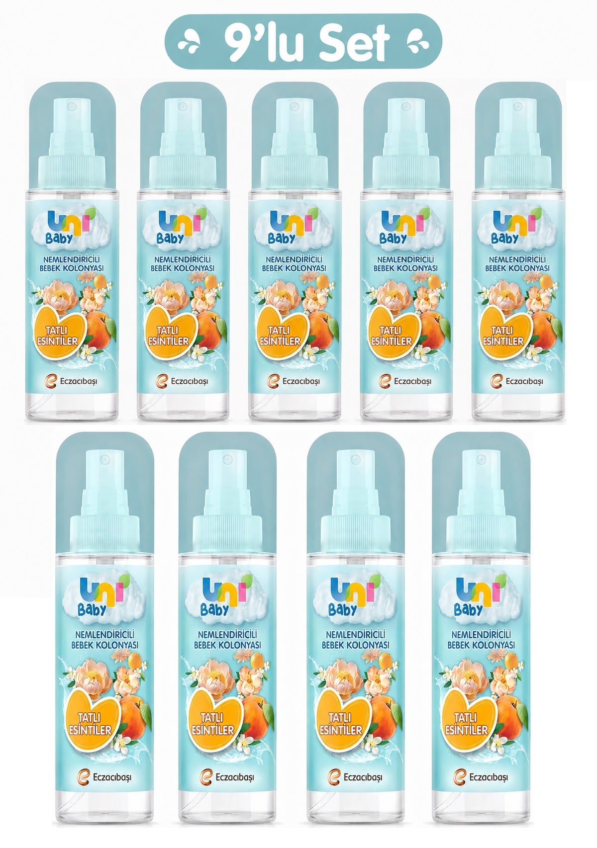 Uni Baby Bebek Kolonyası 150ML Nemlendiricili - Tatlı Esintiler (9 Lu Set)