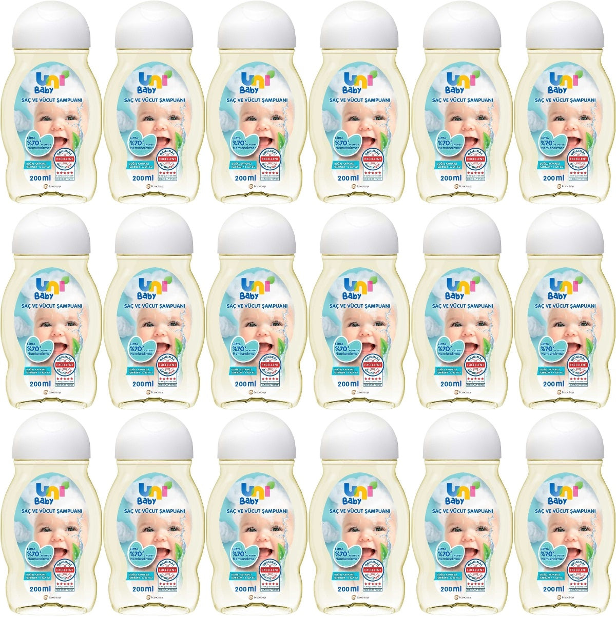 Uni Baby Bebek Saç ve Vücut Şampuanı 200ML Klasik (18 Li Set)