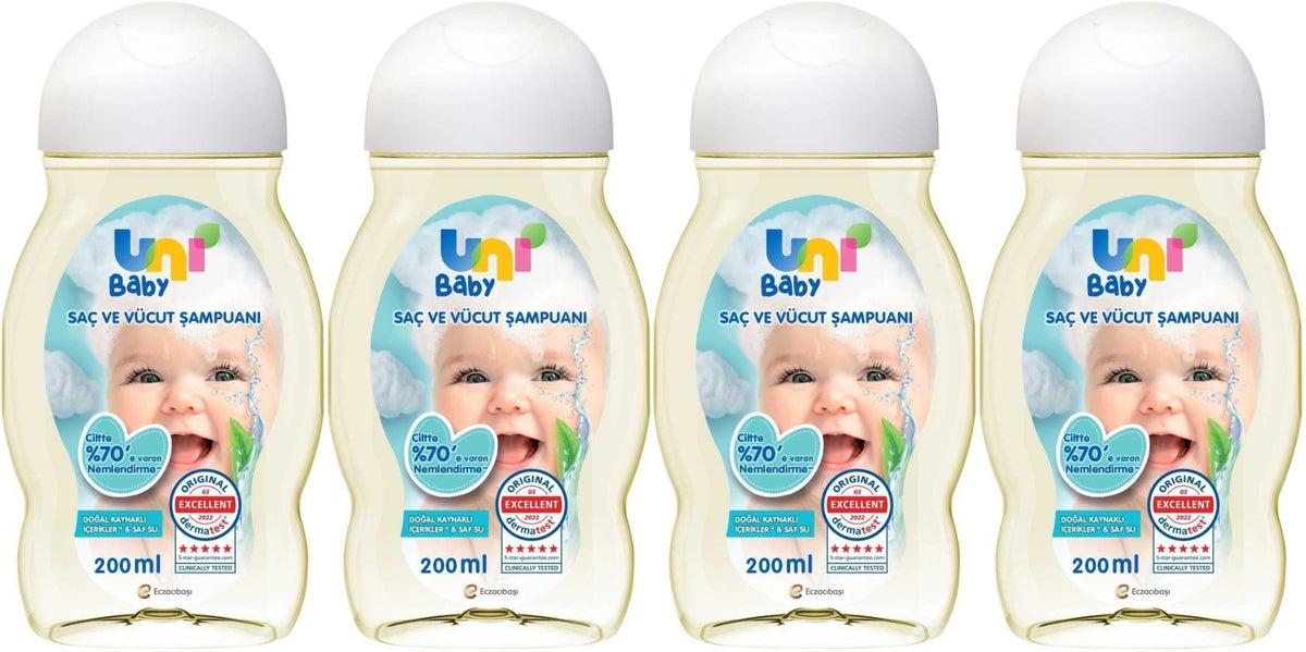 Uni Baby Bebek Saç ve Vücut Şampuanı 200ML Klasik (4 Lü Set)