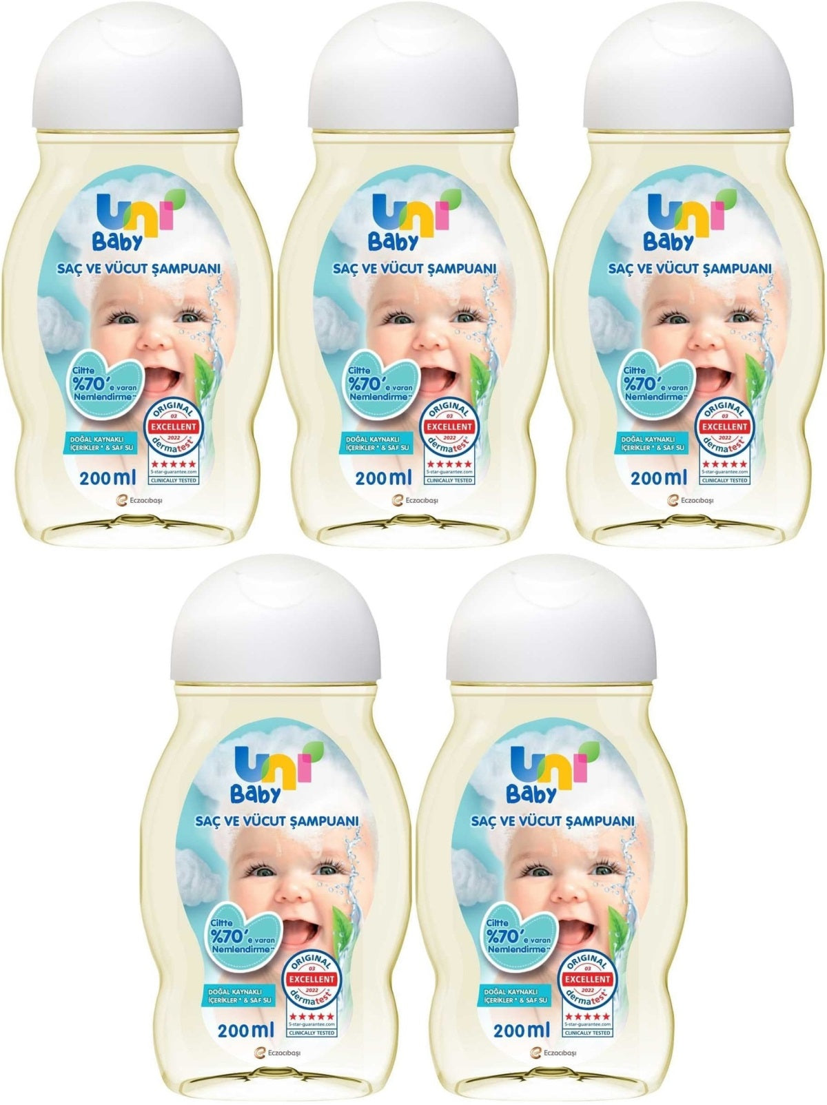 Uni Baby Bebek Saç ve Vücut Şampuanı 200ML Klasik (5 Li Set)