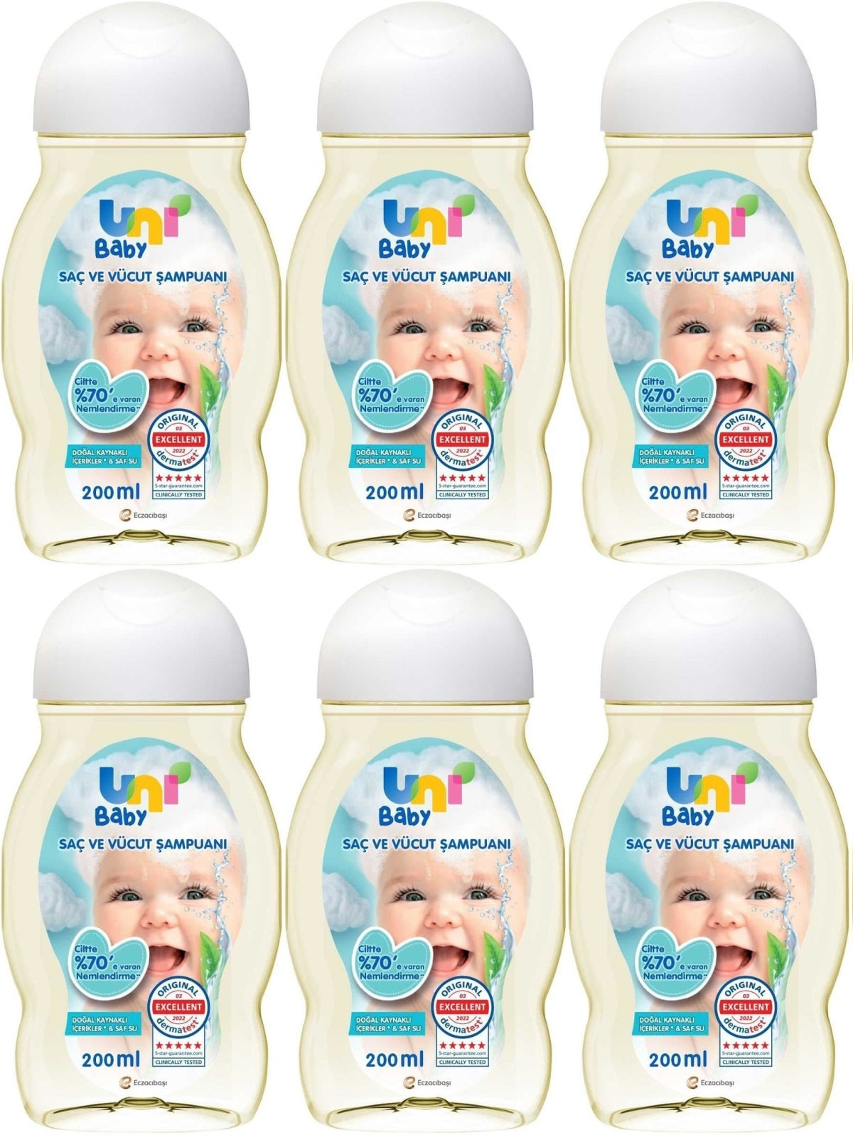 Uni Baby Bebek Saç ve Vücut Şampuanı 200ML Klasik (6 Lı Set)