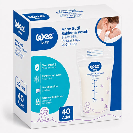 Wee Baby Anne Sütü - Süt Saklama Poşeti 40 Lı Set (Dondurucuya Uygun) (2PK*20)