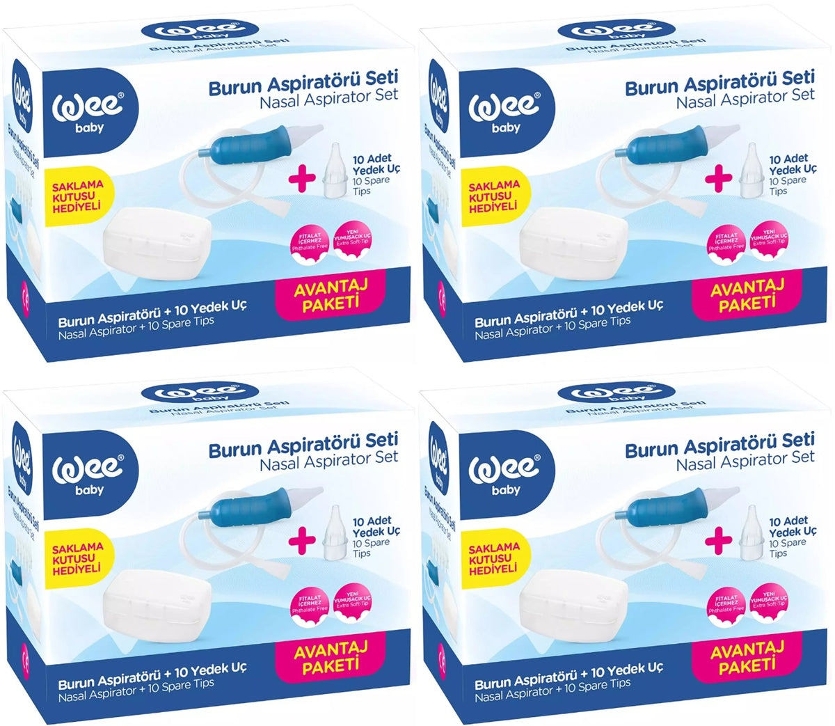 Wee Baby Burun Aspiratörü Seti Şeffaf (WEE945) (4 Lü Set)