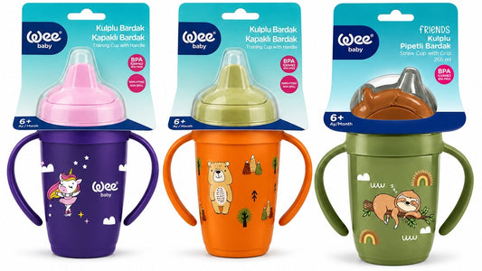 Wee Baby Friends Kulplu Pipetli Bardak 265 ML (Kod:339) Seçenekli - Yeşil